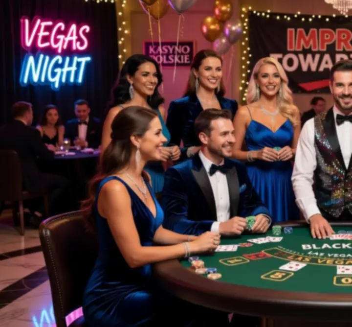 Stół do blackjacka w stylu Las Vegas z tematyczną oprawą